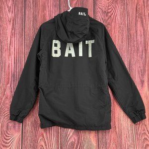 BAIT Superior Quality Goods Rain Jacket Men's Size Small Black Hooded Streetwear
